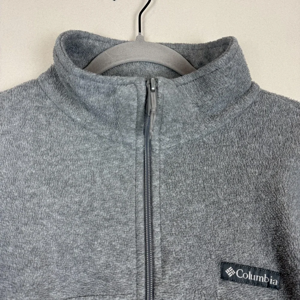 Columbia Jacket Mens XL Gray Fleece Full Zip Pockets Outdoor Hiking Casual